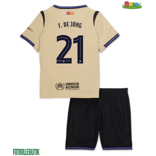 Barcelona Frenkie de Jong #21 Bortaställ Barn 2025-26 Kortärmad (+ Korta byxor)